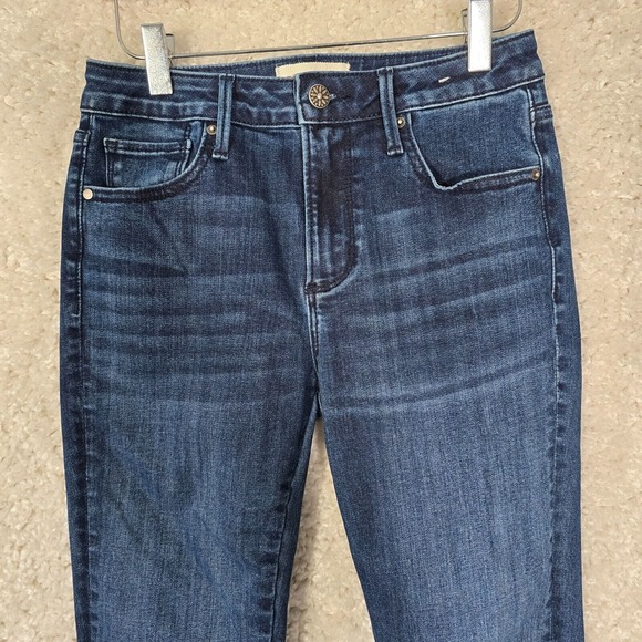 Driftwood Colette Jeans Womens 25 Blue Embroidered Floral Hems Dark Wash Stretch - Picture 4 of 14